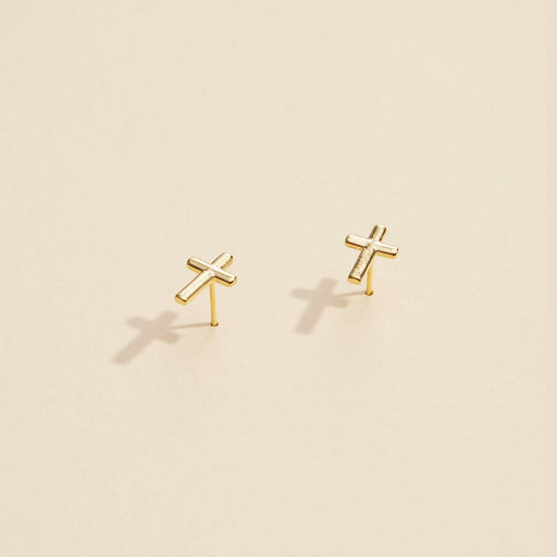 Gold and Silver Cross Stud Earrings