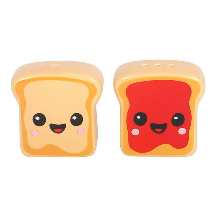 Kawaii Toast Salt and Pepper Shakers in Toaster Holder