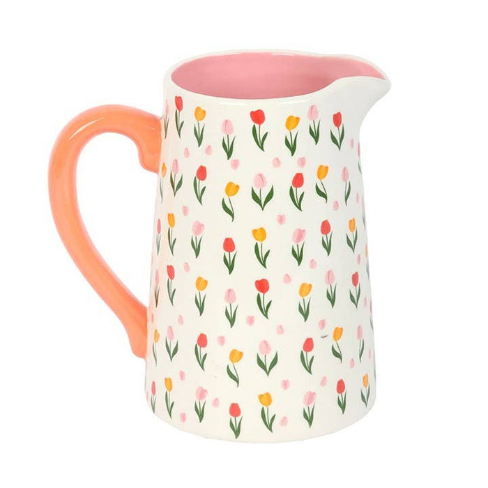 Spring Tulip Print Mother's Day Ceramic Flower Jug