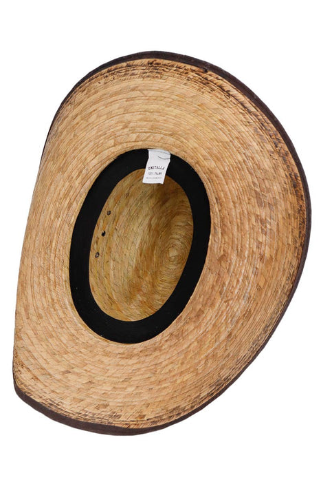 Eyeleted Vintage Burnt Cutter Palm Straw Cowboy Hat