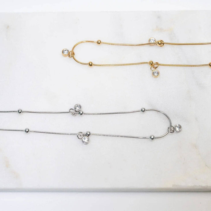 18K Gold PVD Stainless Steel Dangle Stone Necklace
