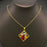 Dried Flower Rhombus Charm 18K Gold Plated Necklace