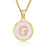 Pink Shell Initial 18K Gold Plated SS Round Charm Necklace