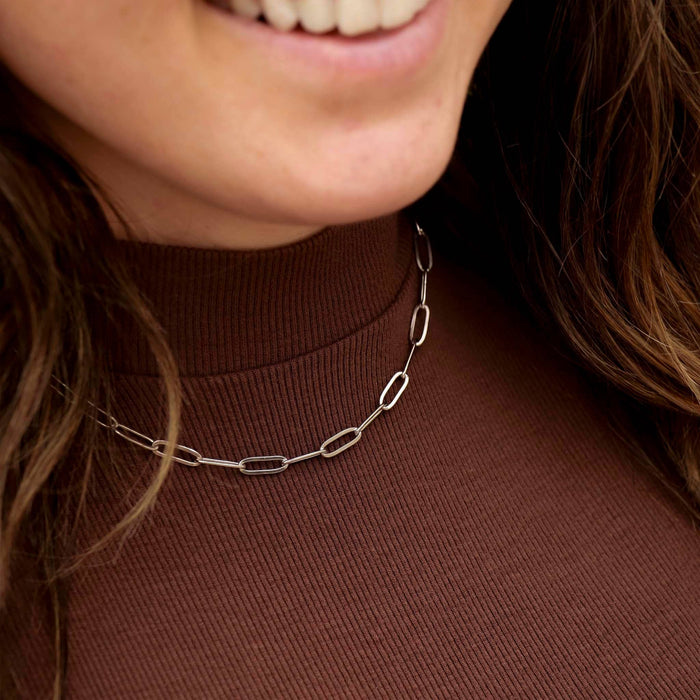 Stainless Steel Paperclip Chain Necklace