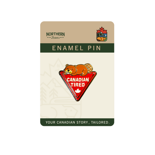 Canadian Tired Enamel Pin - Funny Beaver Lapel Pins, Canada Inspired Souvenir Gif