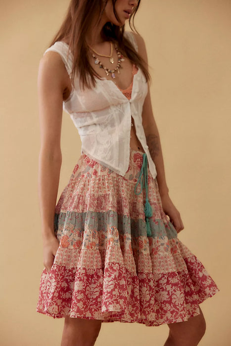 MANY LAYERS PRINTED SKIRT in SUN FADED COMBO