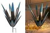Solar Stake Metal Leaves w/Glass Ball 15"