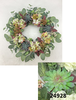 Wreath 24" Hydrangea & Succulent
