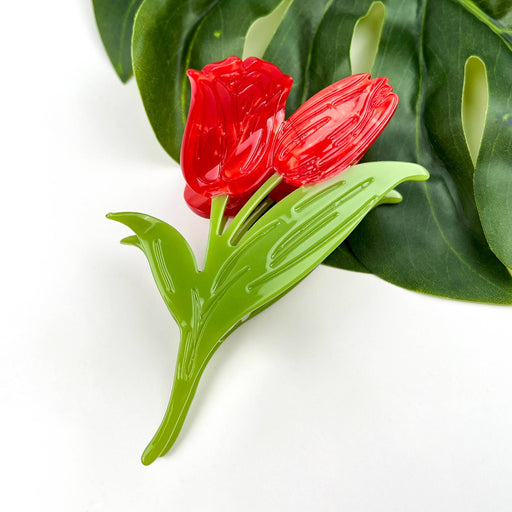Red Tulip Claw Clip, Floral Hair Clip