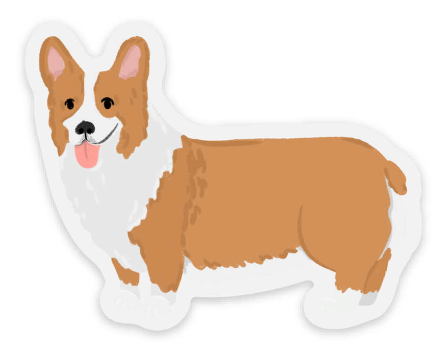 Clear Corgi Dog Sticker 2.7×2.1in