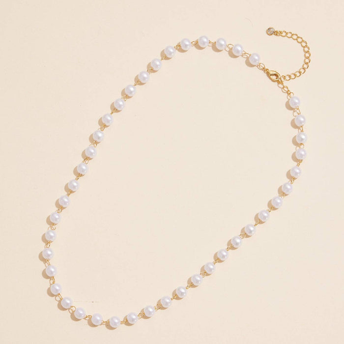 5mm Classic Large Pearl Link 18K Gold Dipped Necklace