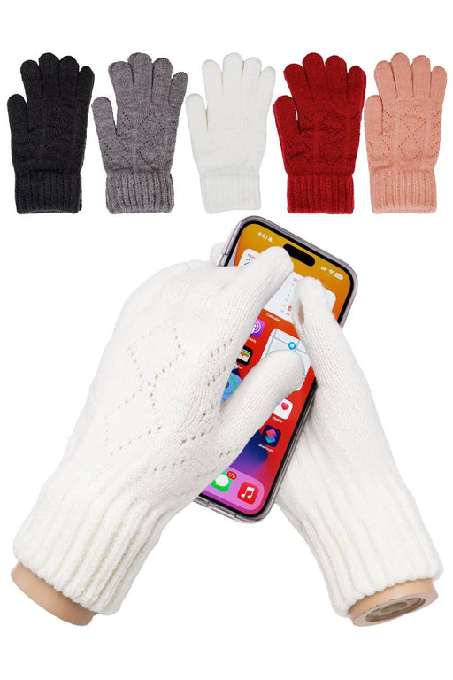 Diamond Vent Slit Fingertip Touchscreen Gloves