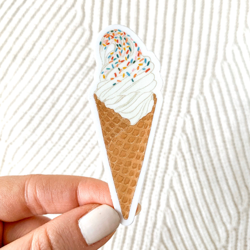 Soft Serve Ice Cream Cone with Sprinkles Sticker, 3x1in