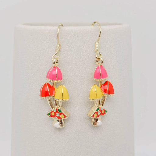 Mio Queena - Colored Enamel Mushroom Dangle Earrings