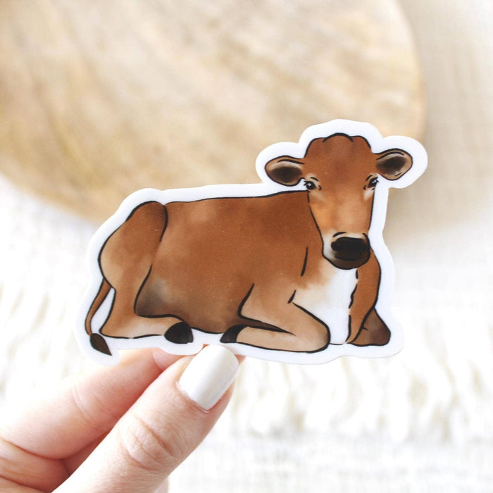 Brown Cow Sticker 3.25x2.25in