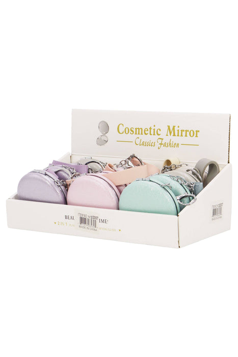 Pearlescent Macaron Compact Mirror Key Chain