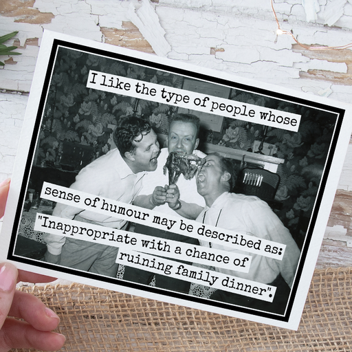 Funny Christmas Card. Chance of Ruining Family Dinner