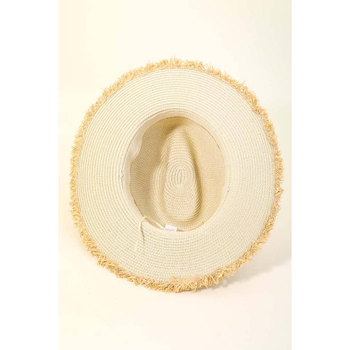 Straw Braided Fringe Fedora Hat