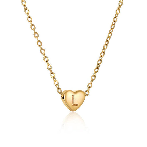 Stainless Steel Heart-shaped Alphabet Pendant Necklace
