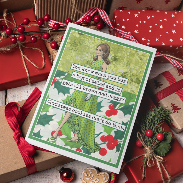 Funny Christmas Card. Salad all Brown and Soggy?