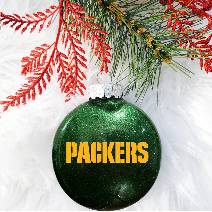 Packers | Ornament | Green Glitter | Plastic | NFL 