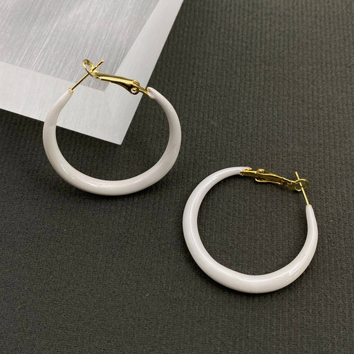 White Enamel Hoop Earrings