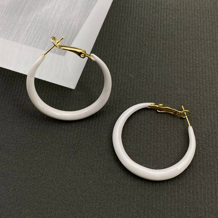 White Enamel Hoop Earrings