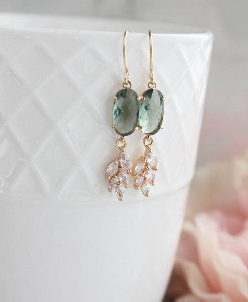 Sparkling Crystal Earrings | Leaf Earring