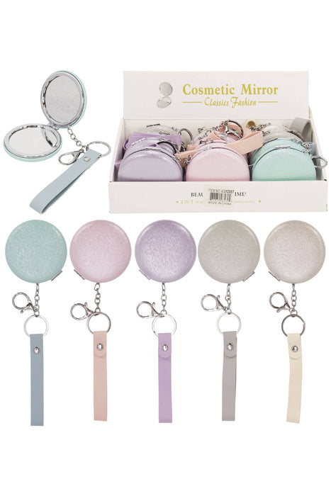 Pearlescent Macaron Compact Mirror Key Chain