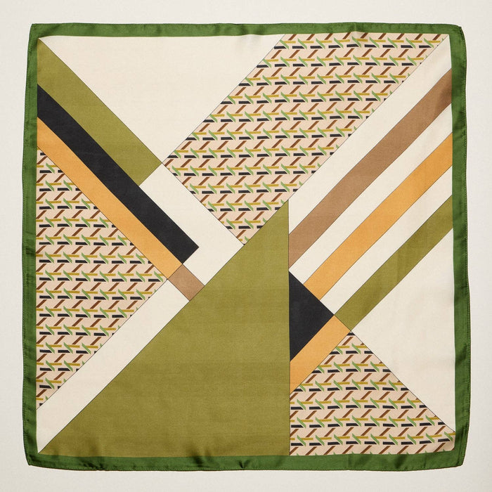 Geometric Square Scarf | Modern Abstract Print with Contrast Border