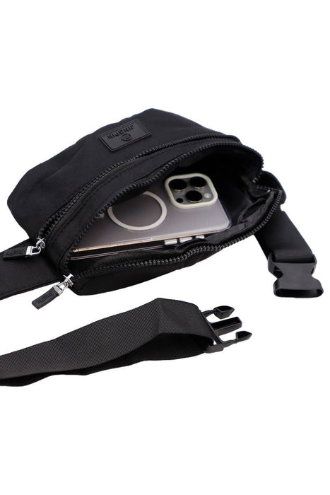 Black Double Zip Belt Bag Fanny Pack