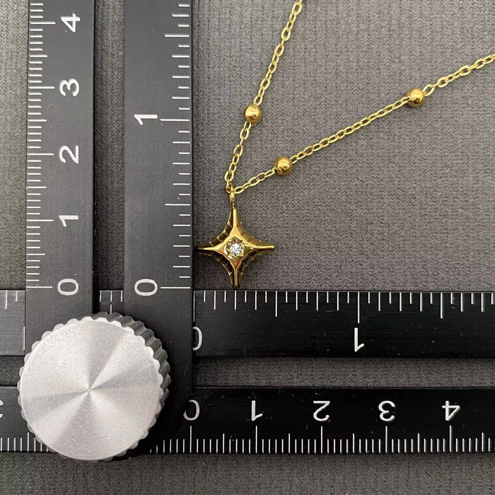 18K Gold Plated SS Star Charm Double Layer Necklace - FGS/MS