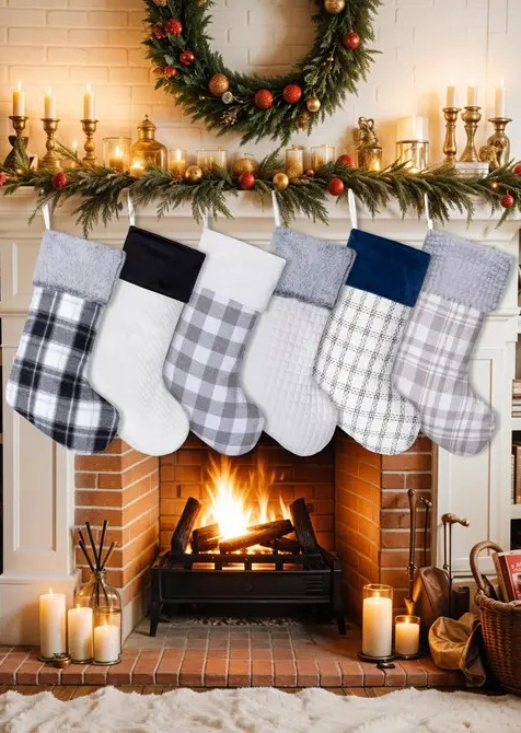 Contemporary Check Christmas Stockings