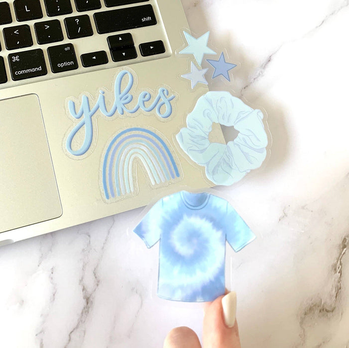 Clear Blue Yikes Sticker 3x2.5in