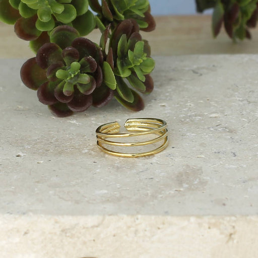 Gold 3 Band Adjustable Toe Ring