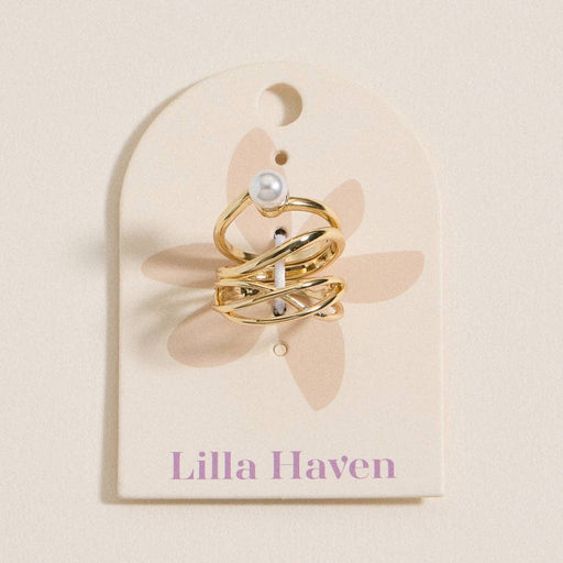 Gold Pearl Accent Ring Set