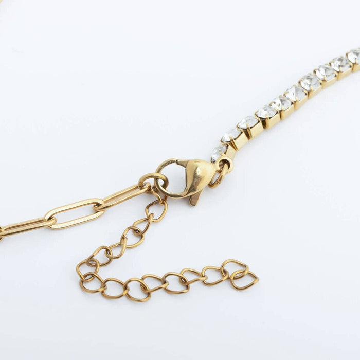 Paperclip Tennis Chain Split Necklace