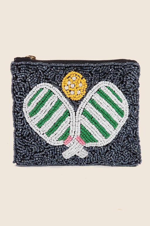 Pickle Ball Seed Beaded Coin Purse