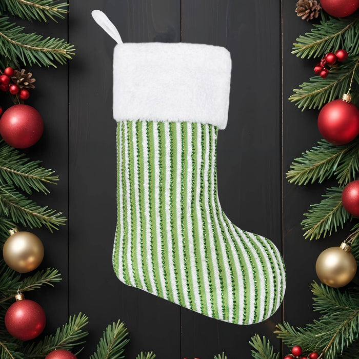 Classic Polka Dot & Striped Knit Christmas Stockings