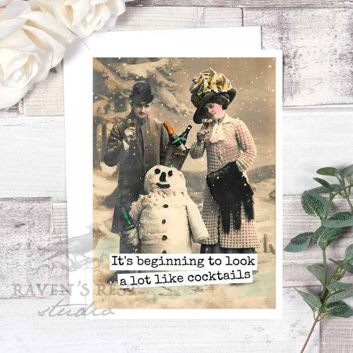 It's Beginning To Look a Lot Like Cocktails. Christmas Card.