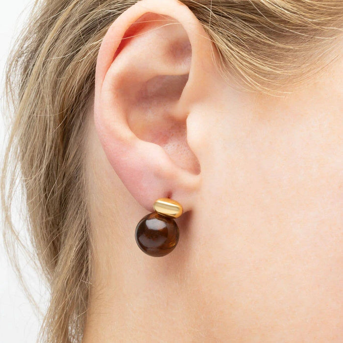 18K Gold PVD Stainless Steel Tortoise Shell Stud Earrings
