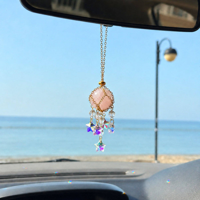 Crystal Car Suncatcher – Rear View Mirror Rainbow Charm