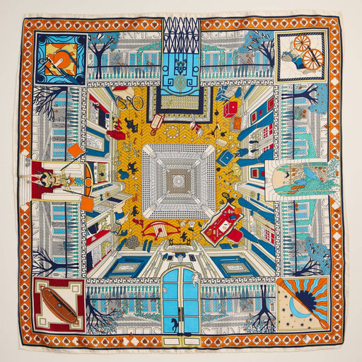 Architectural Print Silk-Feel Bold Artistic Scarf