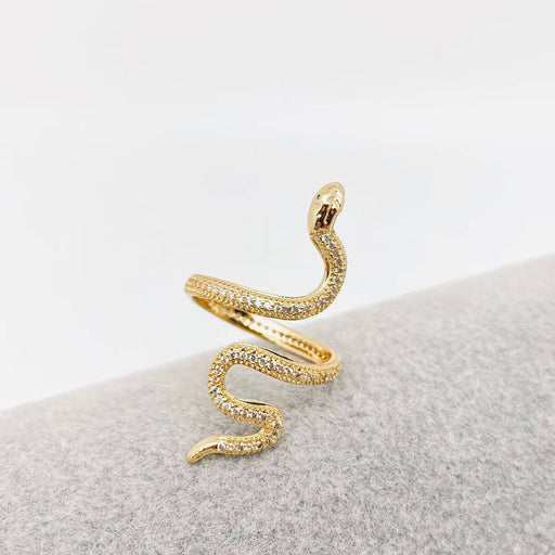 Mio Queena - Cubic Zirconia Gold Plated Wrap Snake Adjustable Ring