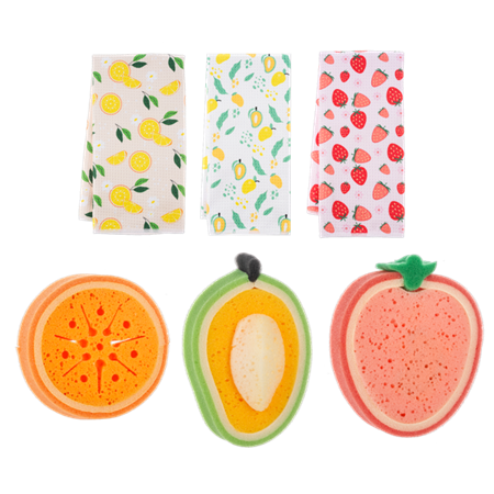 Fruit Sponge and Kitchen Towel Set