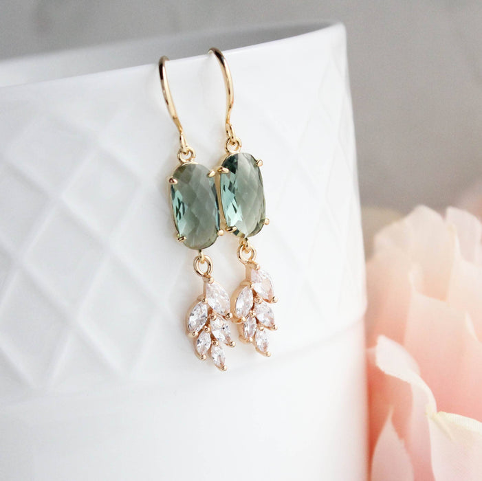 Sparkling Crystal Earrings | Leaf Earring