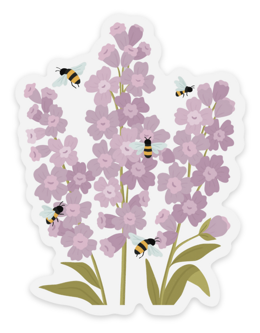 Busy Lavender Bees Sticker 2.5x3.2in