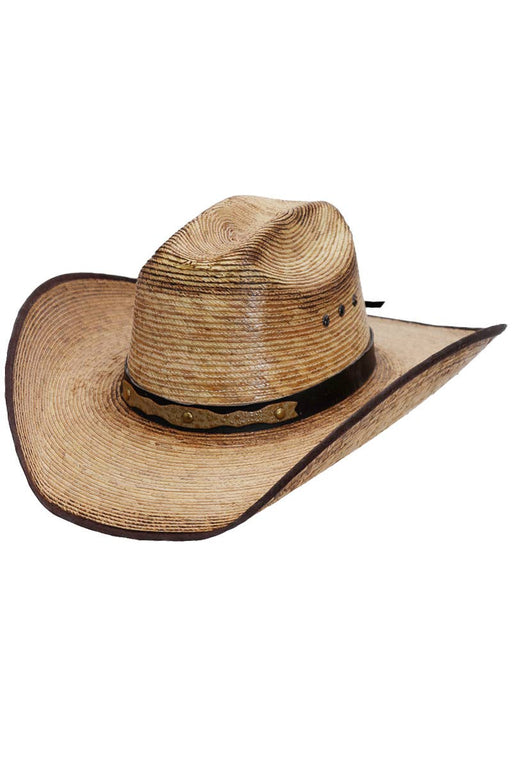 Eyeleted Vintage Burnt Cutter Palm Straw Cowboy Hat