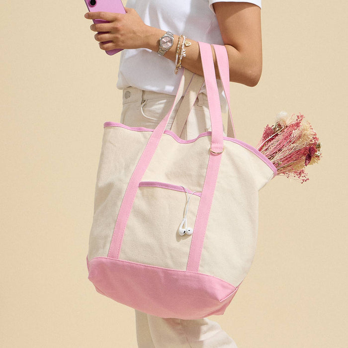 Ecofriendly Cotton Canvas Carry Tote with Charm Holder