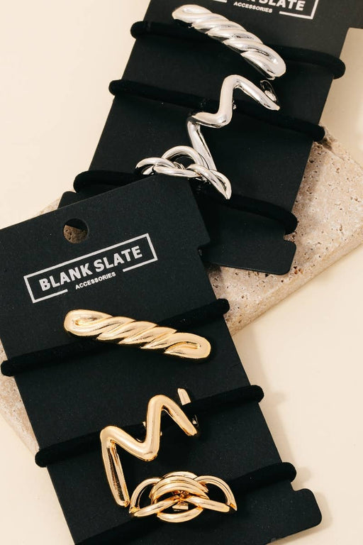 Mixed 3Pc Metallic Charms Hair Tie Set